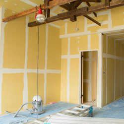 An interior under construction